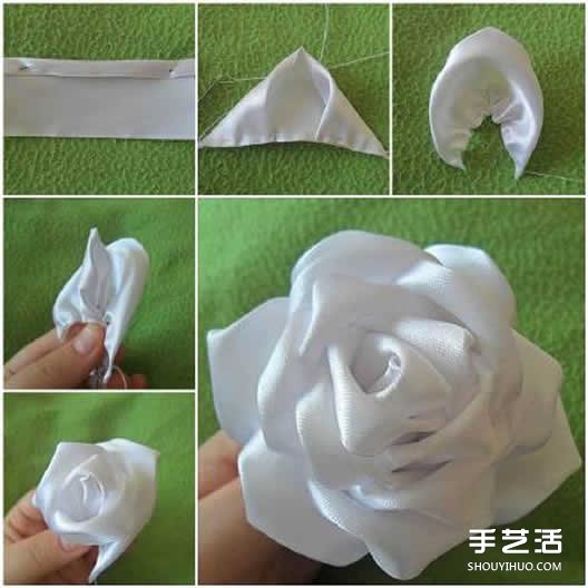 [ 布艺手工 ] 丝带玫瑰花的折法图解 宽丝带玫瑰花的做法—- 女人手工
