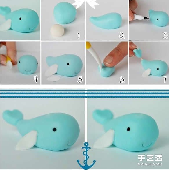 超轻粘土鲸鱼制作教程儿童手工鲸鱼的做法