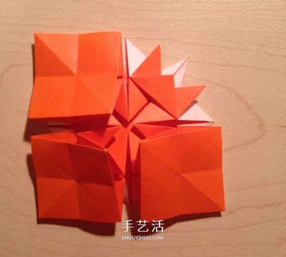 立体组合刺球的折法带刺花球的折纸图解