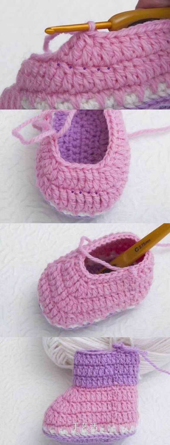 可爱婴儿鞋的钩法图解钩织宝宝鞋子的教程