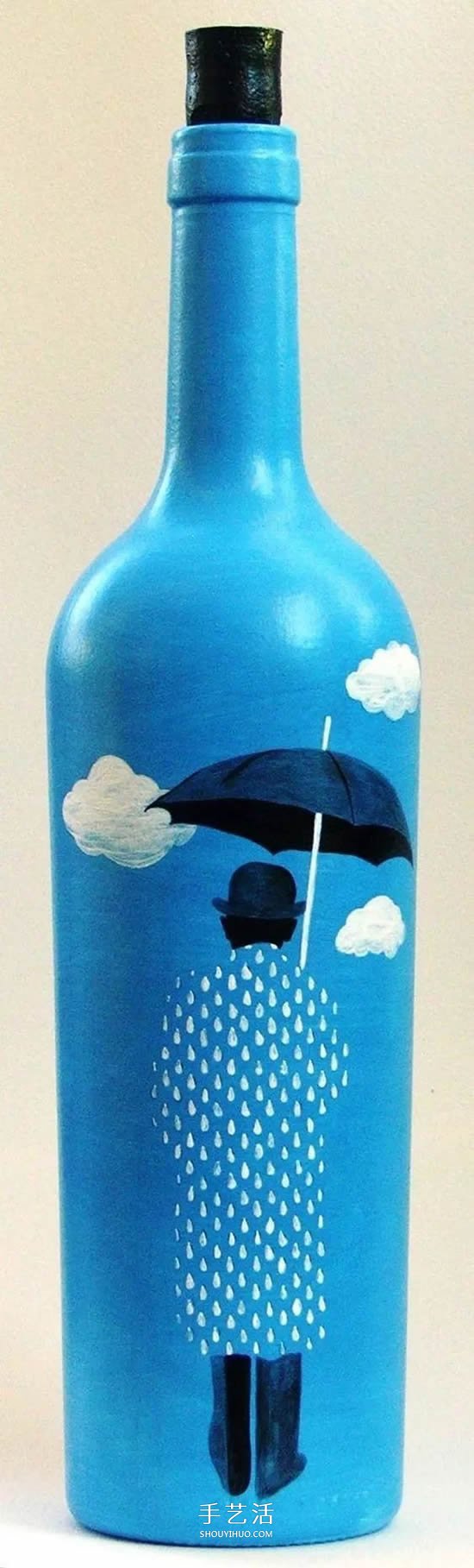 彩绘酒瓶创意手工图片丙烯手绘玻璃瓶diy