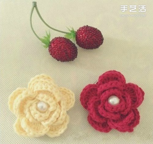 手工钩针花朵教程图解可以制作成发夹或胸花