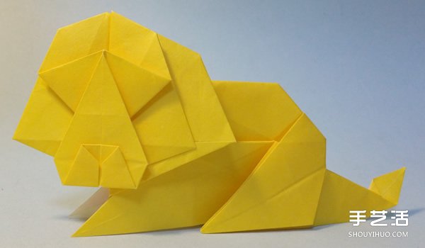 立体狮子折纸图解 手工立体狮子的折法教程 -  www.shouyihuo.com