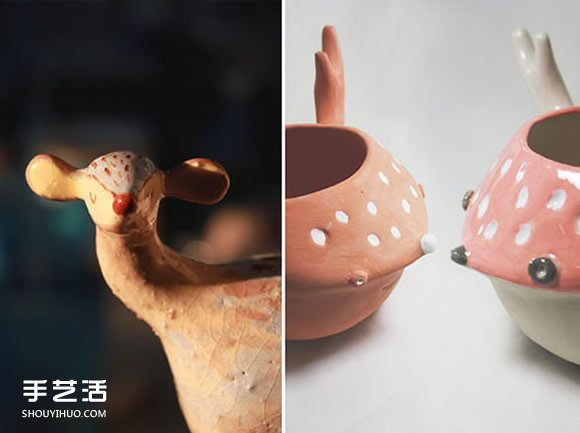 以可愛小動物為原型的手工陶瓷作品圖片欣賞